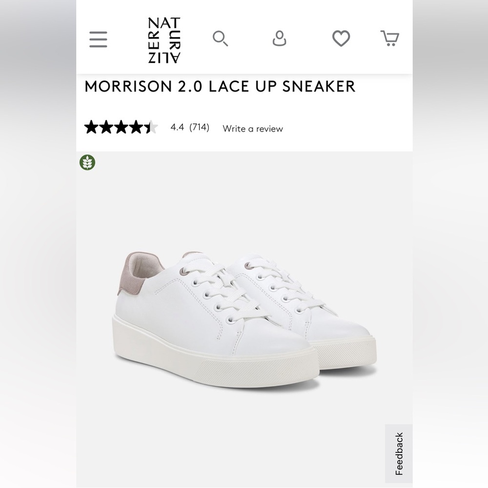 Naturalizer White and Cream Lace-Up Sneakers